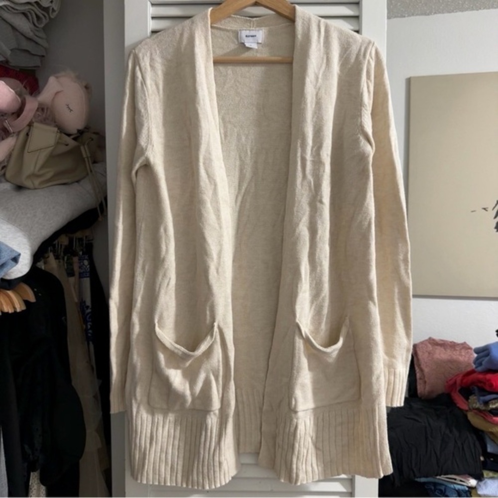 Old Navy Cream Open-Front Knit Cardigan | Ivory | M